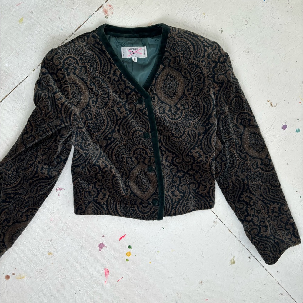 Vintage Valentine paisley velvet blazer size 2